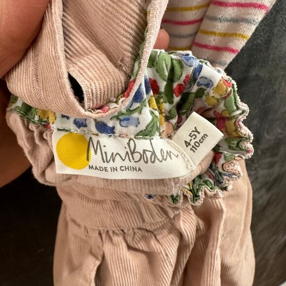 Mini Boden Corduroy Flower Pinafore Striped Pointelle Shirt Size 4-5Y 110cm - Picture 6 of 10